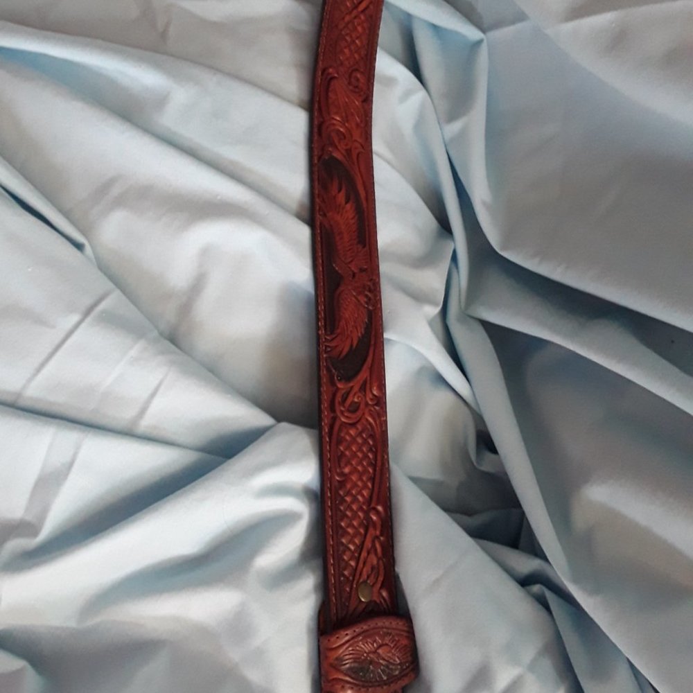 Silver Creek Leather Embossed Brown Belt 30 - Picture 4 of 8